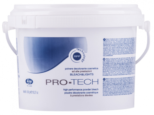 обесцвечивание волос lisap milano bleach and lights pro-tech осветляющее средство до 7.5 тонов 1кг.